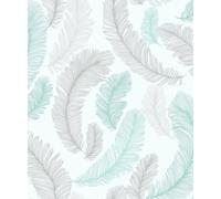 Blue Reflect Feather Wallpaper Grandeco Glitter Textured Vinyl Paste The Wall