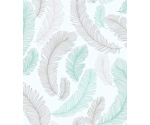 Blue Reflect Feather Wallpaper Grandeco Glitter Textured Vinyl Paste The Wall