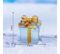 (Blue) Resin Radiant Gift Box Six Color Miniature Ornament Creative Christmas Decor Car