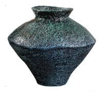 Blue Resin Vase Neo Classical Design for Artificial Flowers Home Decor Table Centerpiece Living Room Entryway 18.3x15.1cm(Short Style S)