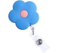 Blue Retractable Badge Reel Cute School Supplies Name Card Holder Flowers Work Card Clip Keys Lanyard Chest Card ID Card Clips, Badge Holders, Identification Badges and Supplies