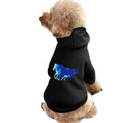 Blue Retro Horse Silhouette Warm Dog Hoodie Cute Dog Costume Sweatshirt Cozy Pet Clothes L