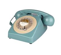 Blue Retro Phone, Corded Landline Home Phone, Analog Decorative 1960s' Old Fashion Desk Phone, Classic Rotary Dial Vintage Telephone with Ringer & Redial for Home/Office/Hotel/School