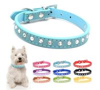 Blue Rhinestone Dog Collars For Small Dogs Bling Small Dog Collar Girls Crystal Diamond Puppy Collar Boys Sparkling Glitter Cat Collars For Kitten XXS XS Small Medium Breed Pets, S