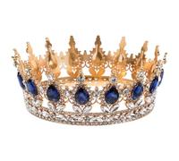Blue Rhinestone Wedding Crown Tiara for Women Bridal Headwear | Zinc Alloy Construction, Chic Distinctive Shine, Photo Props for Wedding and Special Party Occasions