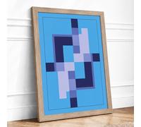 Blue Rhythm Geometric Framed Wall Art Print A1 (84.1×59.4cm) Oak, Wall Decor for Living Room, Bedroom, Office & Home, Ready to Hang, Art Gift