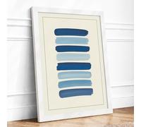 Blue Rhythm Minimalist Framed Wall Art Print A1 (84.1×59.4cm) White, Wall Decor for Living Room, Bedroom, Office & Home, Ready to Hang, Art Gift