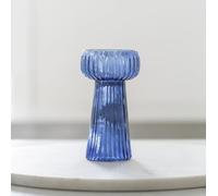 Blue Ribbed Texture Hyacinth Flower Bulb Glass Vase, Spring Bulb Propagator Planter, Tall Blue Glass Bud Flower Hyacinth Glass Vase