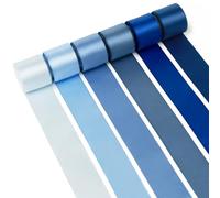 Blue Ribbon 1-1/2 Inch Dusty Blue/Royal Blue/Navy Blue/Light Blue/Mist Blue/Antique Blue Double Faced Satin Ribbons for Gift Wrapping Flower Bouquet Wedding Baby Shower Decor Hair Bows Crafts - 30Yds