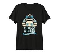 Blue Ribbon Child Abuse Awareness Messy Bun Premium T-Shirt