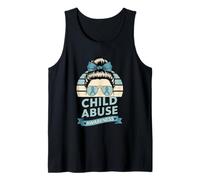 Blue Ribbon Child Abuse Awareness Messy Bun Tank Top