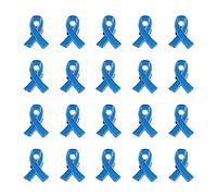 Blue Ribbon Pin 20 Pcs Colon Cancer Prostate Cancer Awareness Pin Blue Brooch Enamel Lapel Pins, Iron, no gemstone