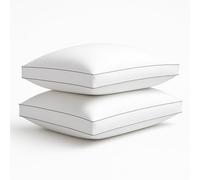 Blue Ridge Home Fashions Medium Firm Down Alternative Bed Queen Size Set of 2 400 Thread Count 100% Cotton, Never-Go Flat Gusseted Supportive Pillows for Back or Side Sleepers, Standard, White 2