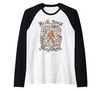 Blue Ridge Mountains Hiking Sasquatch Bigfoot Art Raglan Baseball Tee