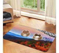 Blue Ridge Mountains Print Pet Absorbent Leather Tablecloth for Dogs Cats,Pet Food Mat Leather Feeding Mat for Dogs Cats
