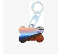 Blue Ridge Mountains Printing Dog Tag Bone Shaped Double Sided Pattern Dog Id Tags Bone Shaped Pet Name Tags Dog Collar Tags