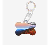 Blue Ridge Mountains Printing Dog Tag Bone Shaped Double Sided Pattern Dog Id Tags Bone Shaped Pet Name Tags Dog Collar Tags