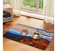 Blue Ridge Mountains Printing Pet Absorbent Tablecloth, Special Pad For Pet Bowls, Rollable For Storage, Ideal For Pet Bowls