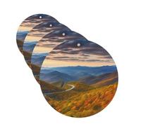 Blue Ridge Parkway Mountains 4 Pcs Car Air Freshener Lavender Hanging Scented Cards Automotive Scented Hanging Sheets Round Shape For Car Home Office Closet Bathroom