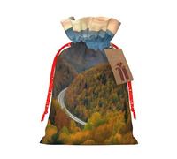 (Blue Ridge Parkway Mountains) Large Reusable Burlap Pouches Rustic Wedding Favor Xmas Bags Drawstring Gift Sacks Bulk Party. M Size