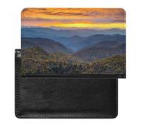 Blue Ridge Parkway Mountains Passport Cover Family Printed Leather Passport Holder Minimalist Front Pocket Slim Travel Wallet Cover Case Lightweight Credit Card Holder for Women Men