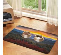 Blue Ridge Parkway Mountains Patterned Pet Feeding Mat with Water-Absorbing PU Top & Rubber Base - Anti-Slip Dog Cat Food Mat for Cats, Dogs & Pets, 40x60cm