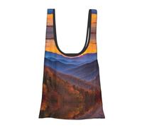 Blue Ridge Parkway Mountains Print Foldable Reusable Grocery Bag Lightweight Shopping Tote for Groceries Travel Beach Eco-Friendly Compact Adventure Tote