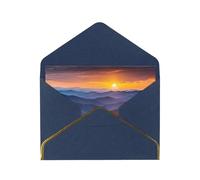 Blue Ridge Parkway Mountains Print Horizontal Gold-Edged Pearl Greeting Card W/Envelope-Holiday,Birthday,Anniversary,Party(2pcs)