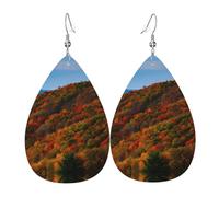 Blue Ridge Parkway Mountains Print Leather Dangle Earrings Lightweight