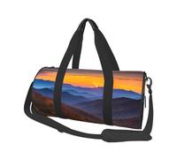 Blue Ridge Parkway Mountains Print Round Duffel Bag, Canvas Overnight Travel Tote Bag, Waterproof and Tear-Resistant.Foldable Weekend Travel Bag
