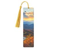 Blue Ridge Parkway Mountains Printed Metal Bookmarks M - Gold Lightweight Aluminium Book Marker for Books, Journals & Gifts, Ideal Book Lovers, Holiday Decor & Crafts