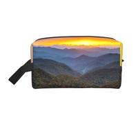 Blue Ridge Parkway Mountains Prints Large Makeup Bag Makeup Pouch with Handle, Portable Simple Travel Makeup Organizer Case for Women