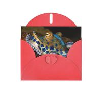 Blue Ring Octopus Greeting Cards Blank Note Cards with Envelopes Happy Birthday Card Thank You Card Wedding Party Invitation Cards for All Occasions 4x6 Inch