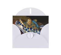 Blue Ring Octopus Greeting Cards Blank Note Cards with Envelopes Happy Birthday Card Thank You Card Wedding Party Invitation Cards for All Occasions 4x6 Inch