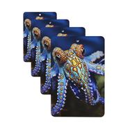 Blue Ringed Octopus Car Air Fresheners Cards Set of 4 Pieces Personalized Car Fresheners Gifts for Men Women Auto Aromatherapy Tablets Hanging Scented Cards for Wardrobe Bathroom