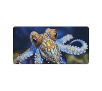 Blue Ringed Octopus Desk Pad Waterproof Writing Mouse Pad Non-Slip Laptop Desk Protector Large Office Desk Mat Computer Keyboard Rubber Mat for Work Home Decor 12" X 24"