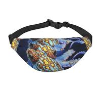 Blue Ringed Octopus Fanny Pack for Men Women Belt Bag Fashion Waist Bag Everywhere Crossbody Bag Wallet Hip Bum Bag with Adjustable Strap Waterproof Chest Bag for Travel Hiking Sports, Black, One Size