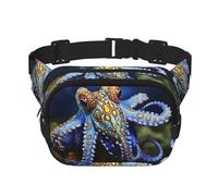 Blue Ringed Octopus Fanny Pack For Women Waterproof Adjustable Belt Bags Waist Pack Fashion Casual Crossbody Bags Bum Bag For Running Workout Hiking Traveling, Black, One Size