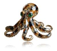 Blue-Ringed Octopus Figurine, Healing Home Ornaments Statue Decor, Handmade Shimmering Crystal Octopus Ornament, Nautical Coastal Home Decor Gift (B)