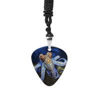 Blue Ringed Octopus Guitar Pick Necklace Exquisite Titanium Steel Personalized Necklaces Cool Pendant Necklaces Fashion Guitar Pick Holder Necklace Unique Gifts for Adult