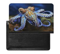 Blue Ringed Octopus Passport Holder for Travel Document Holders PU Leather Credit Card Holder Minimalist Front Pocket Wallet Fashion Passport Wallet Cover Case Slim Bifold