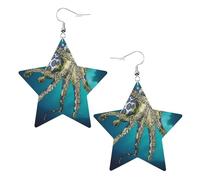 Blue Ringed Octopus Prints Leather star earrings Pendant Stylish and beautiful Lightweight Dangle for Women Girls