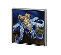 Blue Ringed Octopus Square Lapel Pin 0.7x0.7in Aluminum Badge Stylish Personalized Accessory Daily Wear