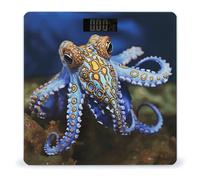 Blue Ringed Octopus Weight Scale Large Bathroom Scales Digital Weight with Bright LED Display Non Slip Automatic Weighing Scale Fashion Weighing Machine for Body