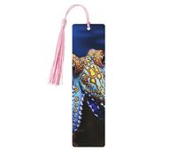 Blue Ringed Octopus Wood Bookmark for Book Lovers Birthday Teachers Gift, Handmade Craft Book Marks Ornaments with Tassel Exquisite Reading Page Markers for Men Women