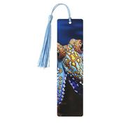 Blue Ringed Octopus Wood Bookmark for Book Lovers Birthday Teachers Gift, Handmade Craft Book Marks Ornaments with Tassel Exquisite Reading Page Markers for Men Women