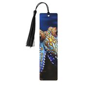 Blue Ringed Octopus Wood Bookmark for Book Lovers Birthday Teachers Gift, Handmade Craft Book Marks Ornaments with Tassel Exquisite Reading Page Markers for Men Women