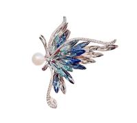 Blue Ripple Fish Brooch, Stylish Crystal Butterfly Brooch, Dreamlike Flower Lapel Pin for Women, Elegant Rhinestone Brooches Weddings Jewelry Accessories for Ocean & Fantasy Lovers (#1)