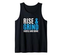 Blue Rise, Grind, Hustle, Shine Blue Graphic Tank Top