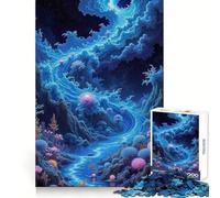 Blue River Fantasy Landscape Adult Jigsaw Puzzles 1000 Pieces Focus Ability Peaceful Escape Interlock Well Thoughtful Gift (50X75CM)
